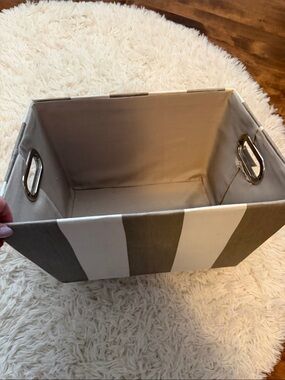 Sutton Storage Fabric Bin - Beige and Cream